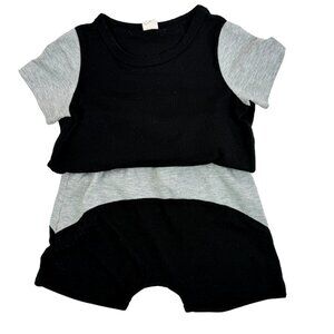 Boy's Black | Gray 2 Pc Set Size: 12-18M